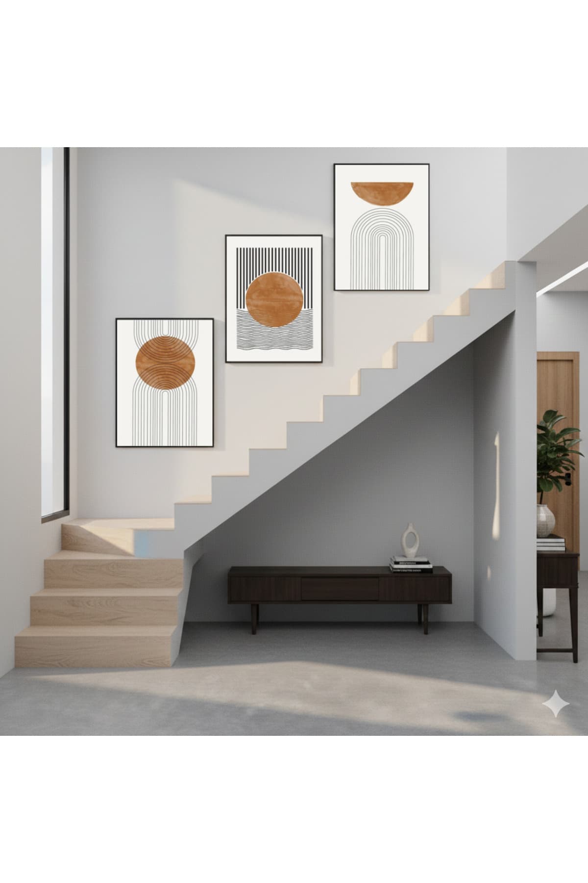 Velo 06 - Gerçek Cama Baskı Siyah Alüminyum Metal Çerçeveli 3'lü Modern Cam Tablo görsel 3