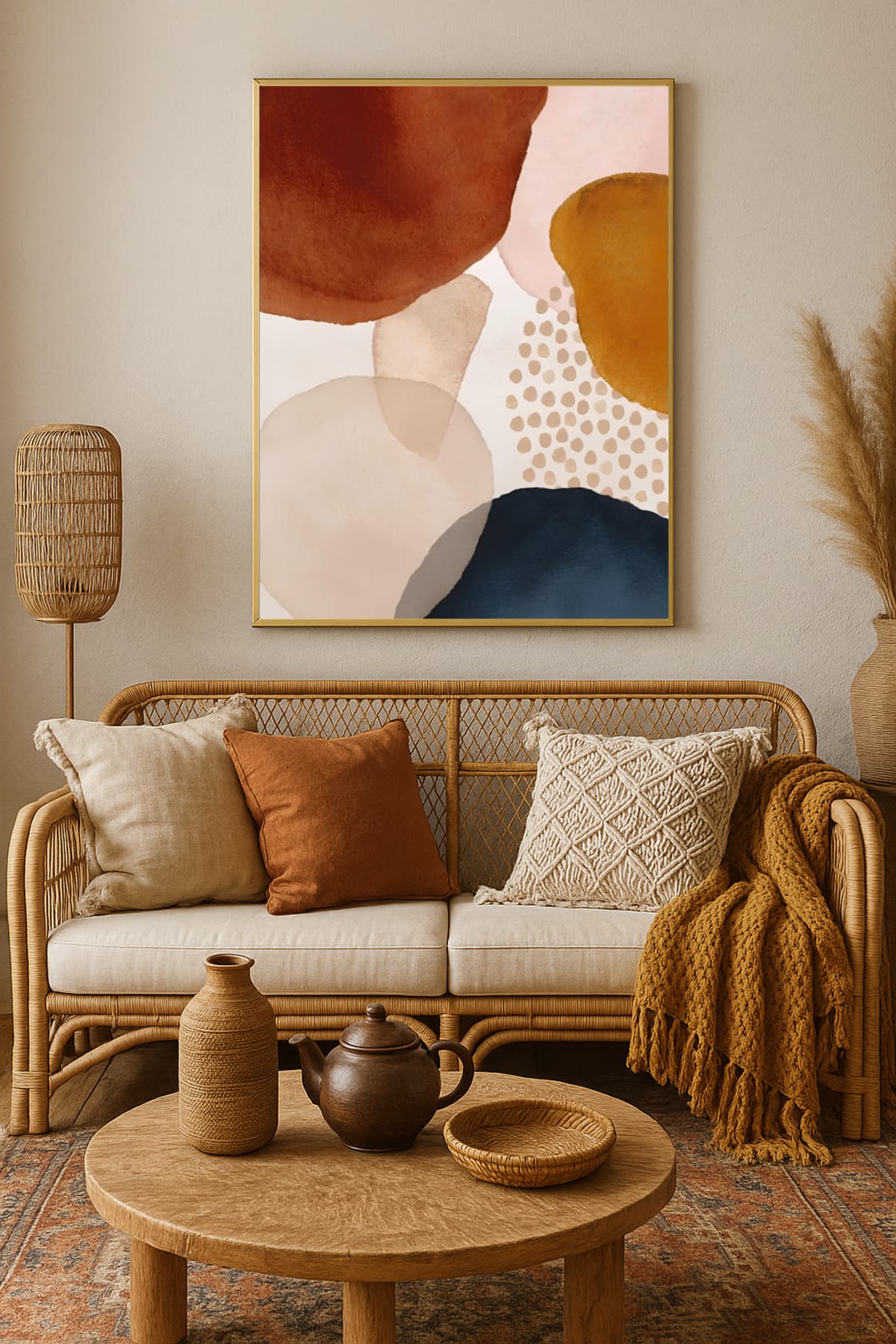 Claritas 06 - Gerçek Cama Baskı Gold Alüminyum Metal Çerçeveli Tekli Minimalist Cam Tablo görsel 2