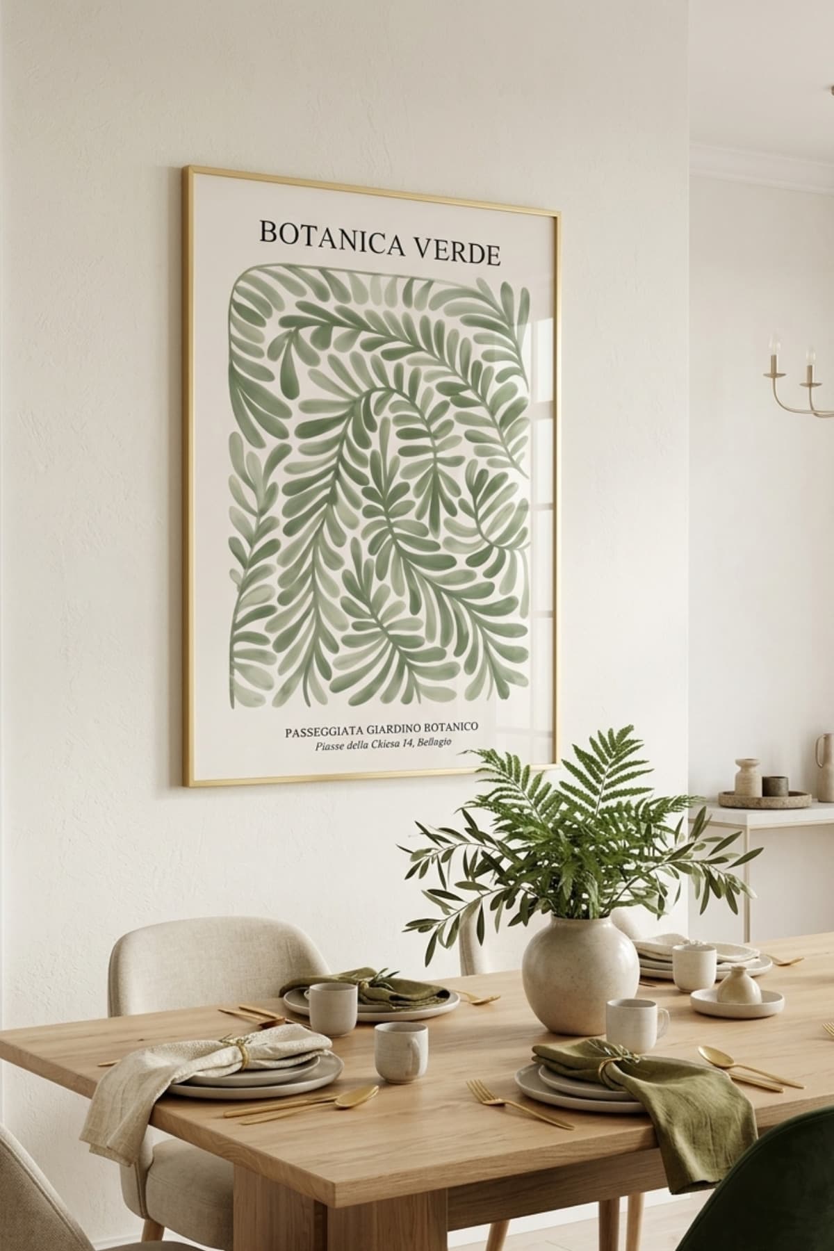 Botanica Soyut - Gold Metal Alüminyum Çerçeveli Lüks Dekoratif Minimalist Cam Tablo görsel 2