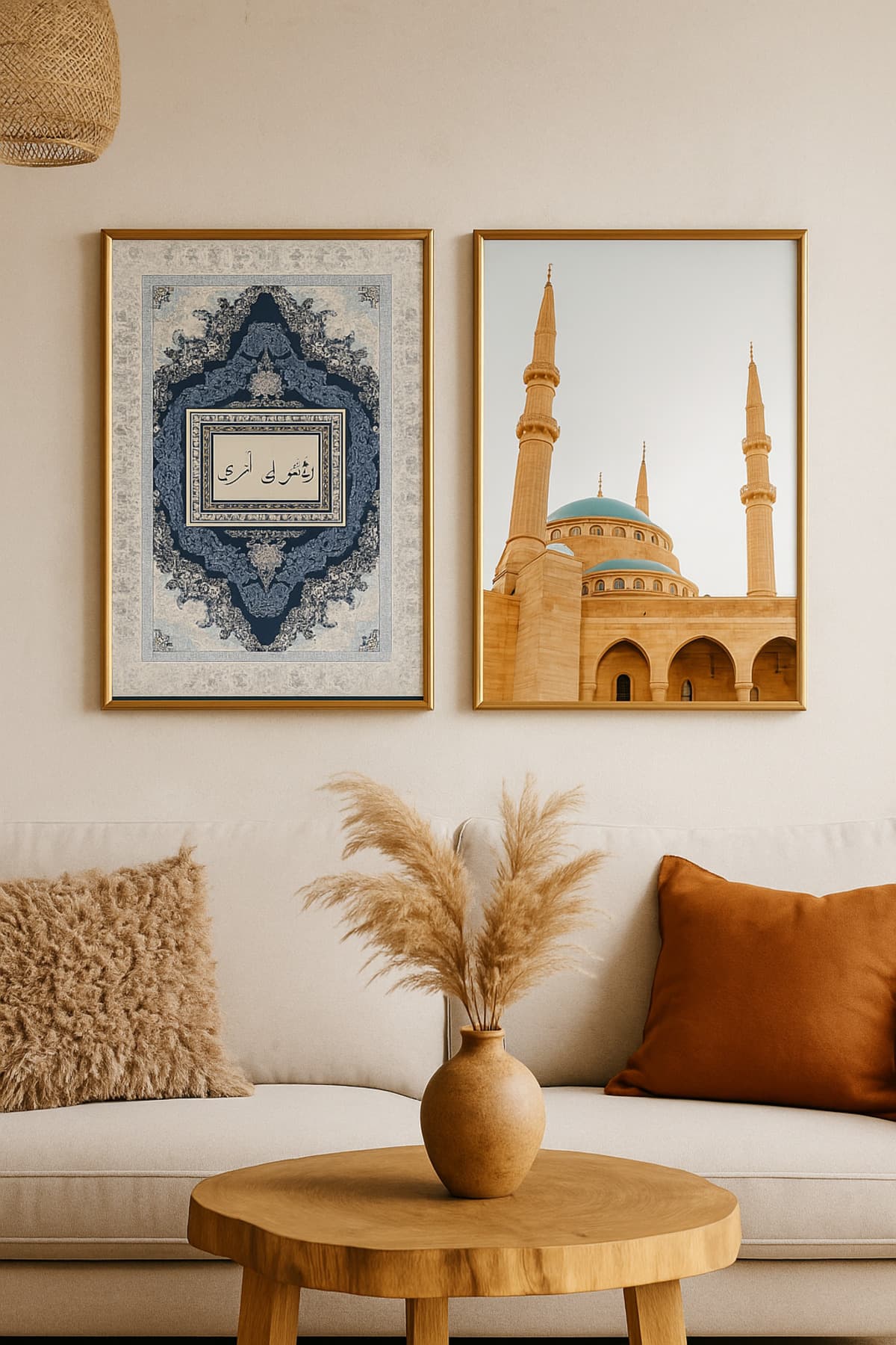 İşimi Bana Kolaylaştır Taha Süresi 26. Ayet-Cama Baskı Gold Alüminyum Metal Çerçeveli 2'li DiniTablo