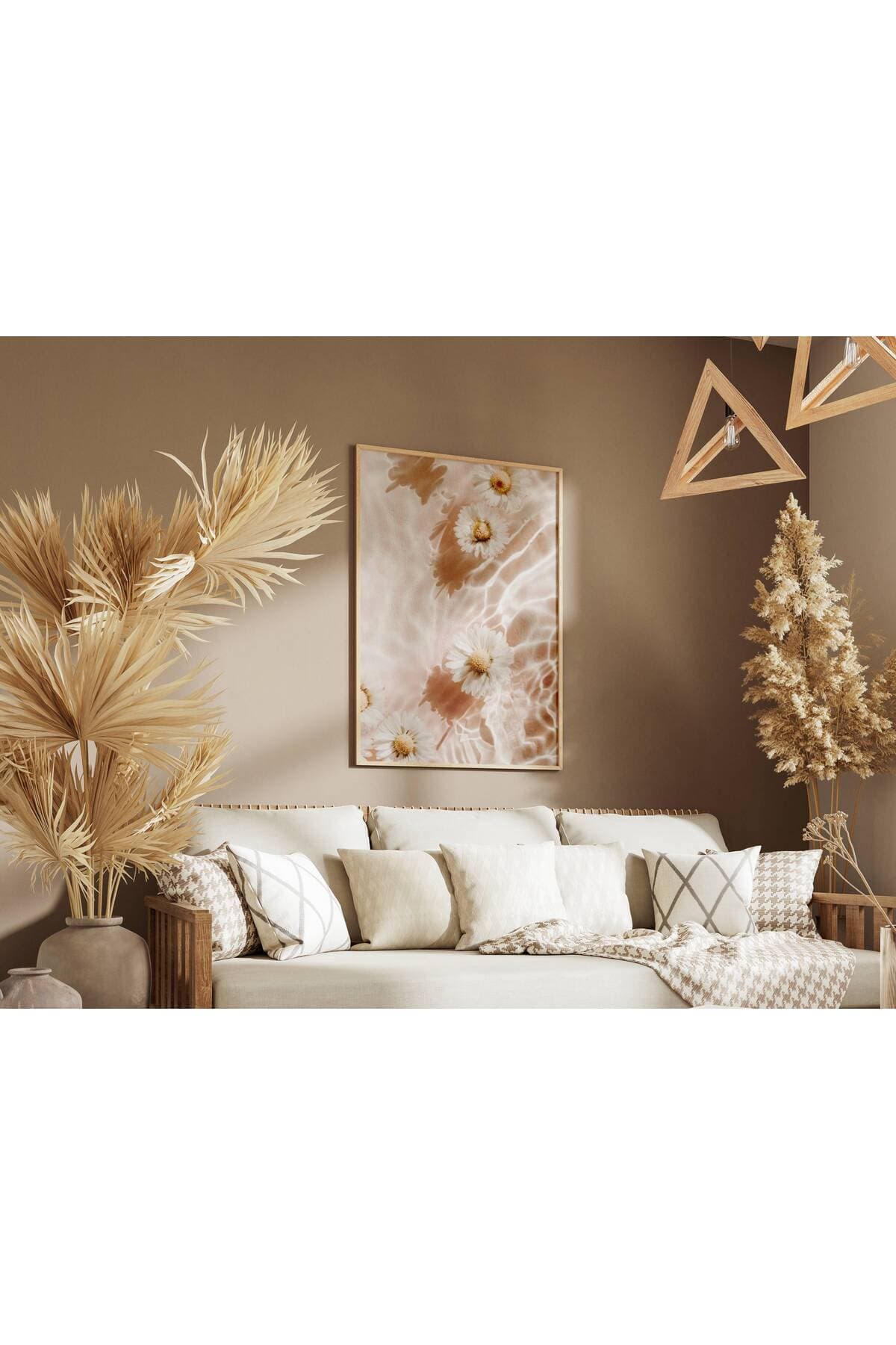Papatya Yansıması Modern Tablo - Gerçek Cama Baskı Gold Alüminyum Metal Çerçeveli görsel 4