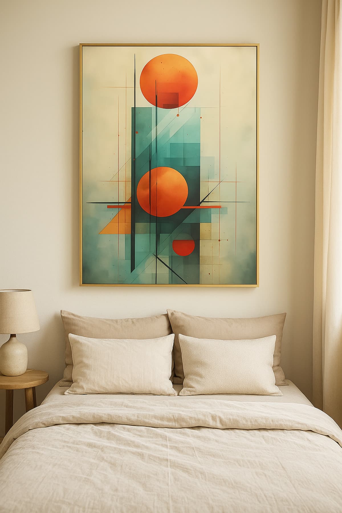 Elow - Gerçek Cama Baskı Gold Alüminyum Metal Çerçeveli Tekli Modern Tablo görsel 2