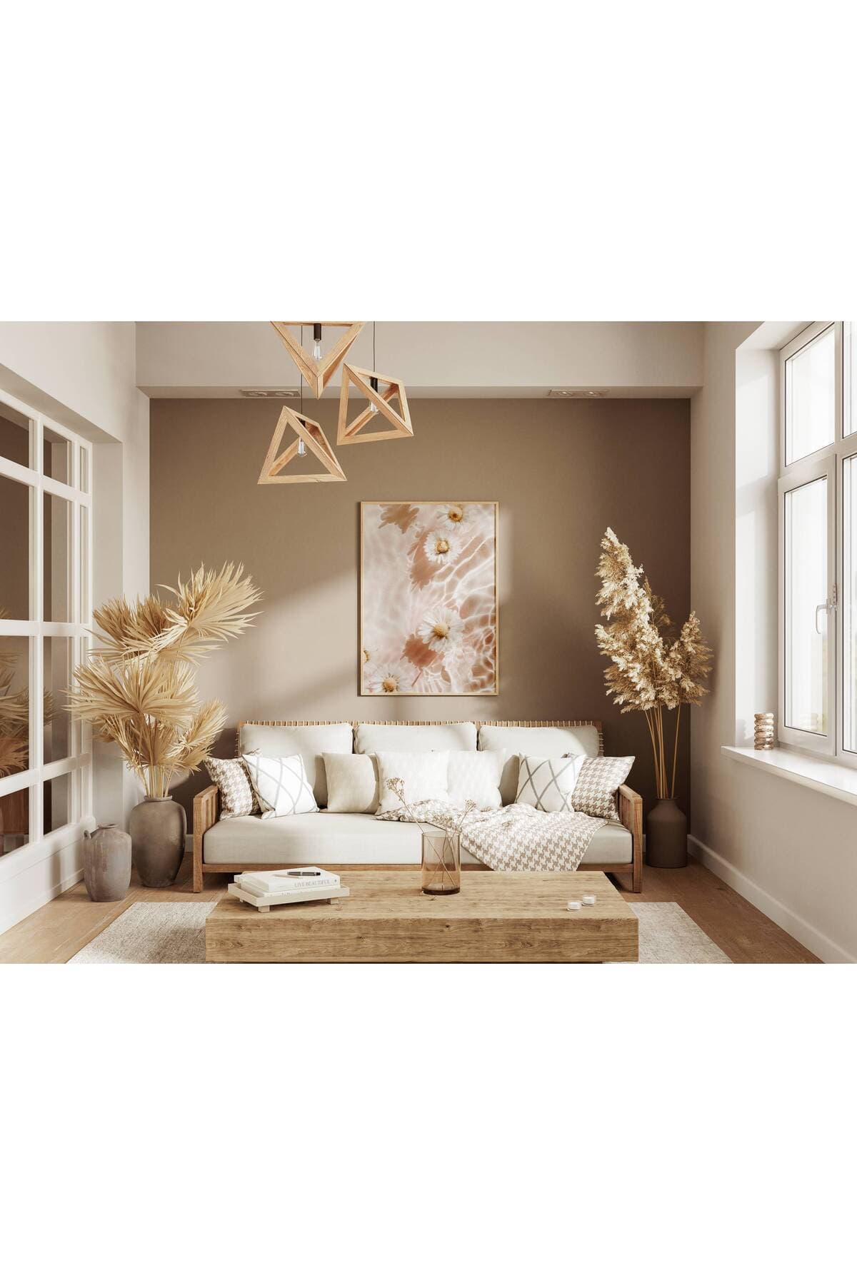 Papatya Yansıması Modern Tablo - Gerçek Cama Baskı Gold Alüminyum Metal Çerçeveli görsel 3