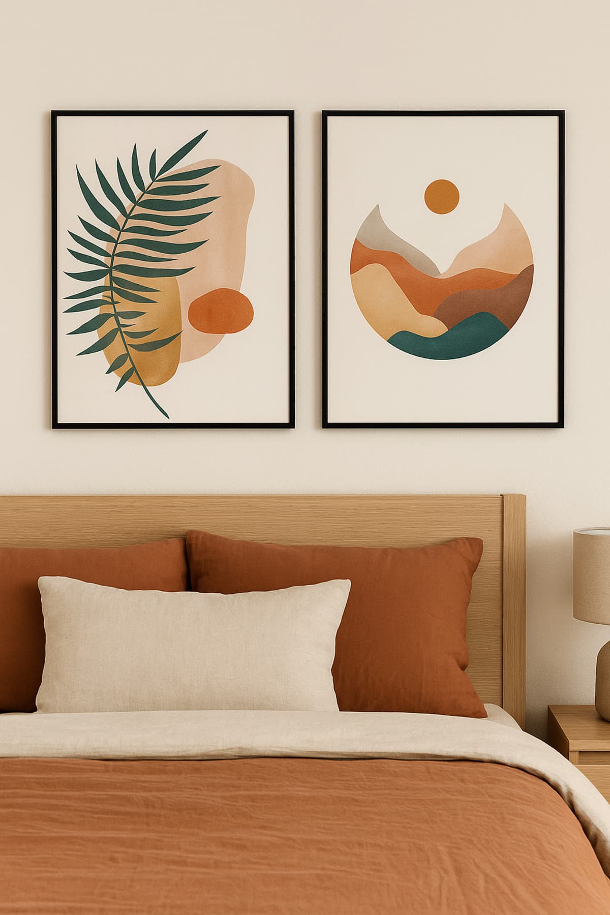 Abstract Sanat - Gerçek Cama Baskı Gold Alüminyum Metal Çerçeveli 2'li Modern Tablo görsel 2