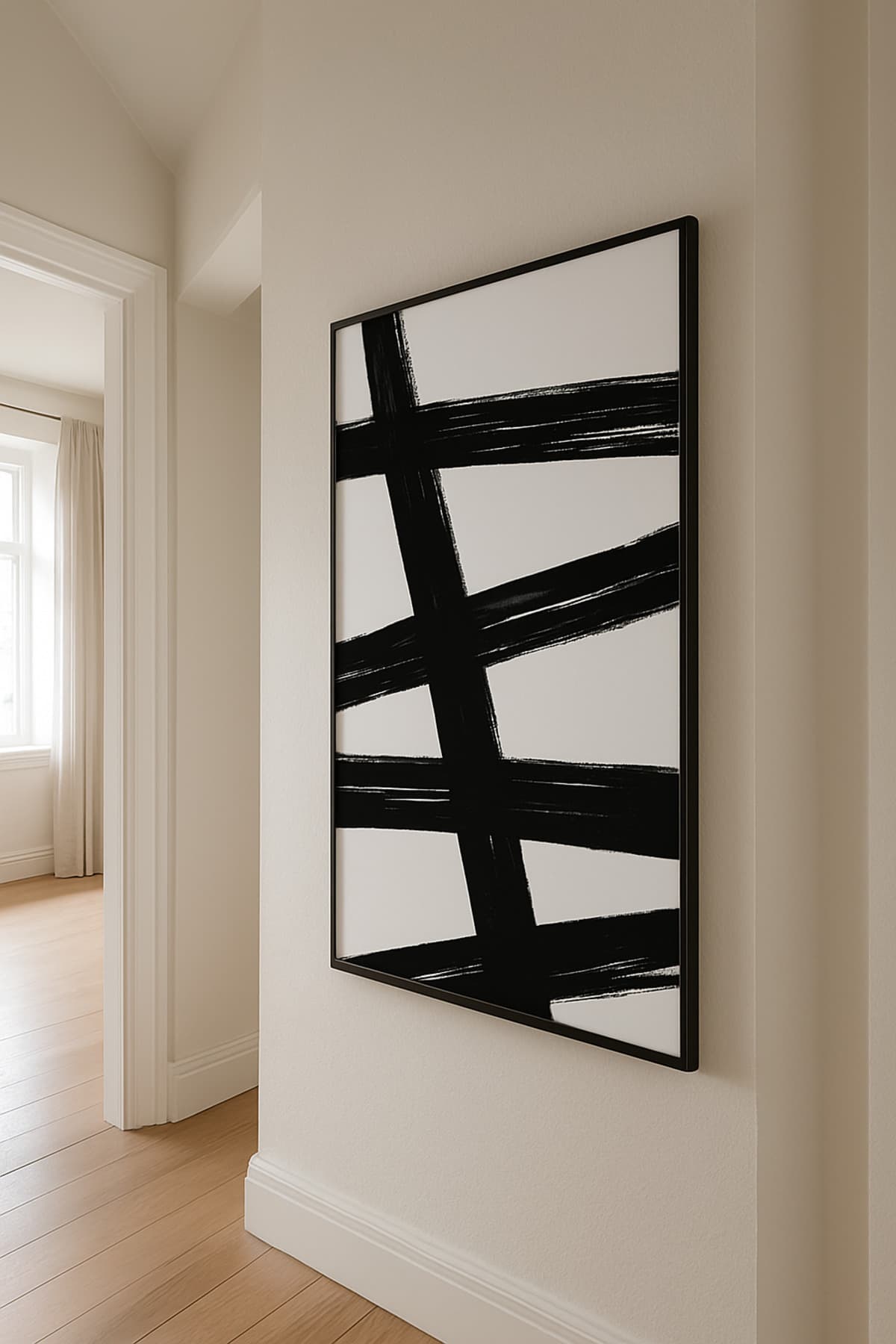 Intersect - Gerçek Cama Baskı Siyah Alüminyum Metal Çerçeveli Tekli Modern Tablo görsel 3