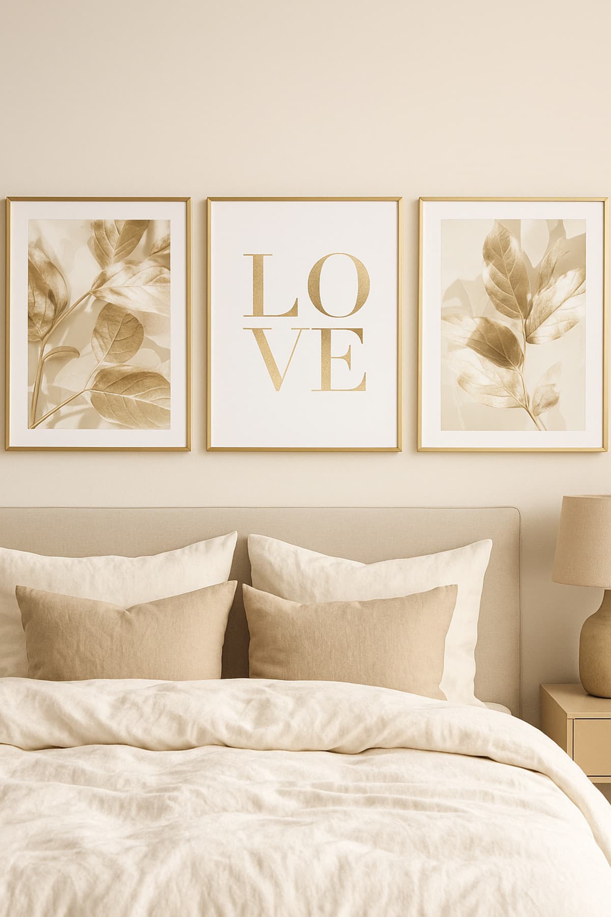 Altın Zarafet – Gerçek Cama Baskı Gold Alüminyum Metal Çerçeveli 2'li Modern Tablo görsel 2