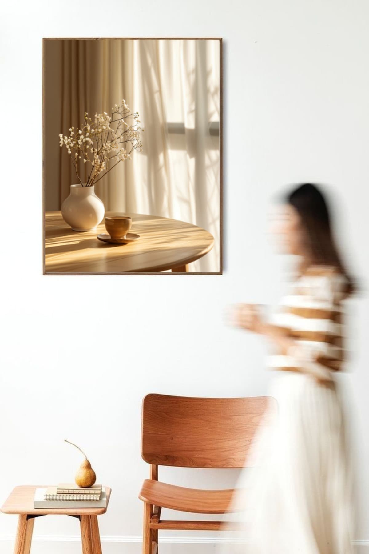 Daylight - Gerçek Cama Baskı Gold Alüminyum Metal Çerçeveli Tekli Minimal Modern Tablo görsel 2