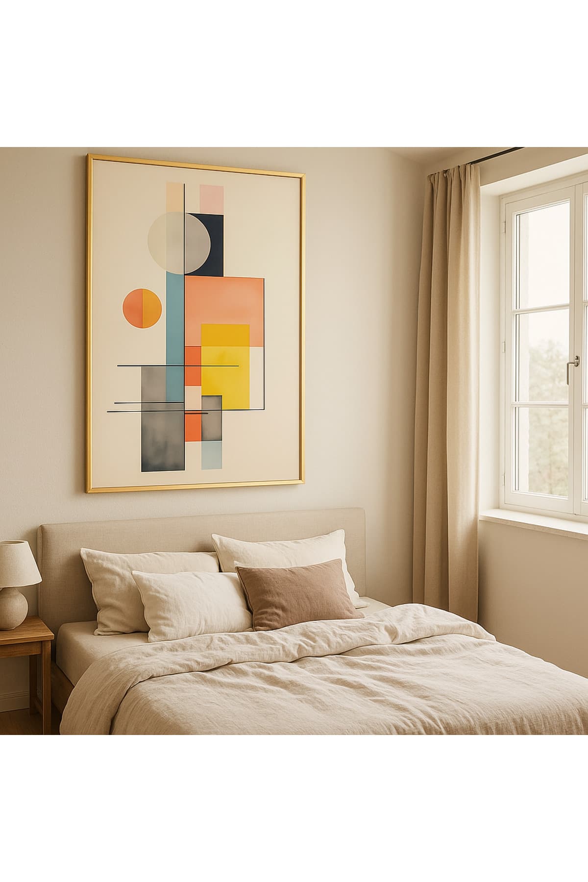 Vellor - Gerçek Cama Baskı Gold Alüminyum Metal Çerçeveli Tekli Modern Tablo