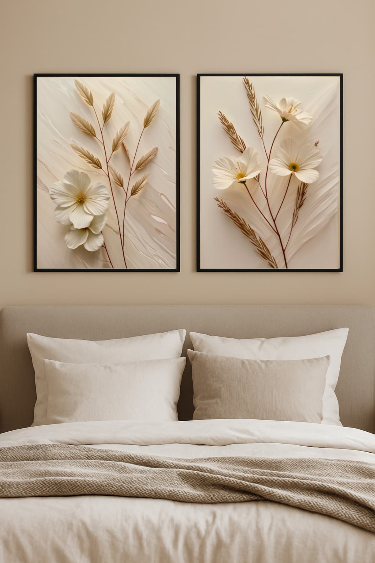 Stillbloom - Gerçek Cama Baskılı Siyah Alüminyum Metal Çerçeveli 2'li Set Dekoratif Cam Tablo görsel 2