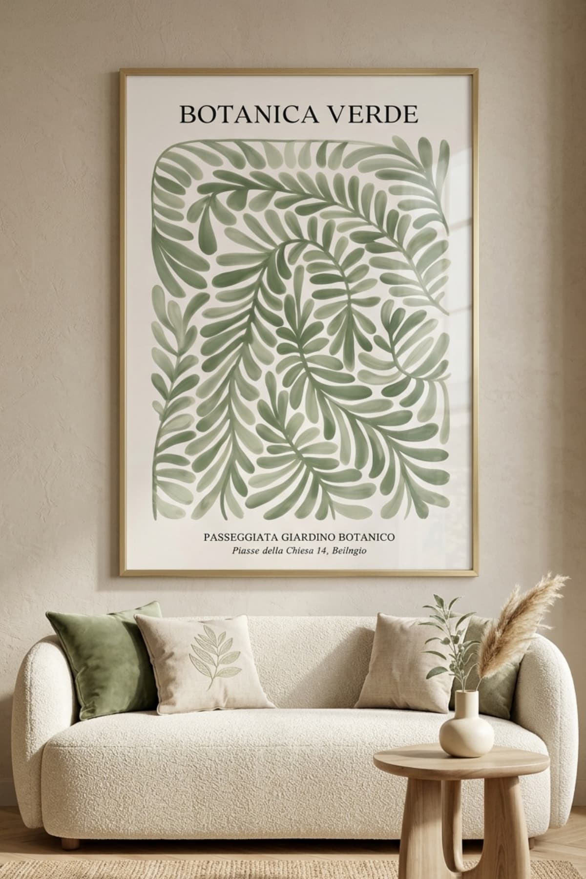 Botanica Soyut - Gold Metal Alüminyum Çerçeveli Lüks Dekoratif Minimalist Cam Tablo
