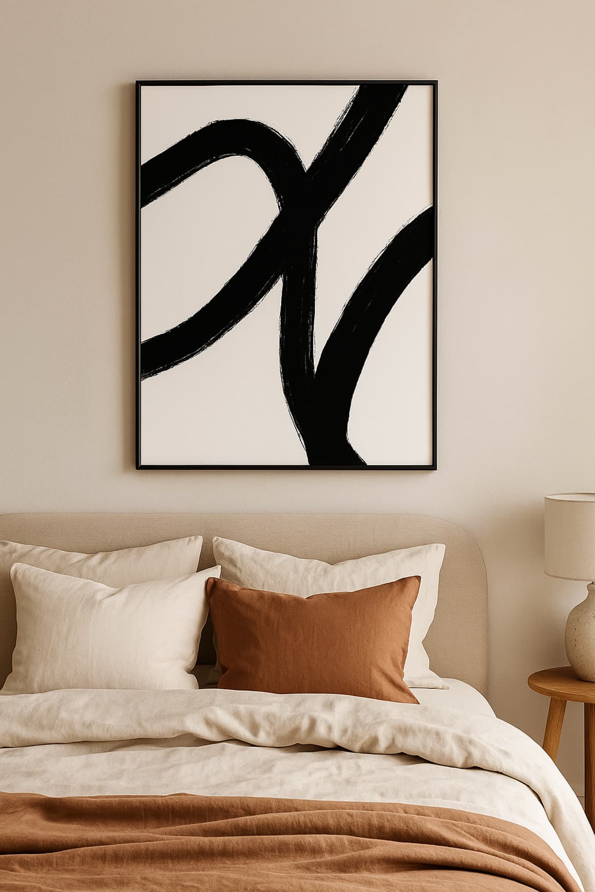 Curve - Gerçek Cama Baskı Siyah Alüminyum Metal Çerçeveli Tekli Modern Tablo görsel 2