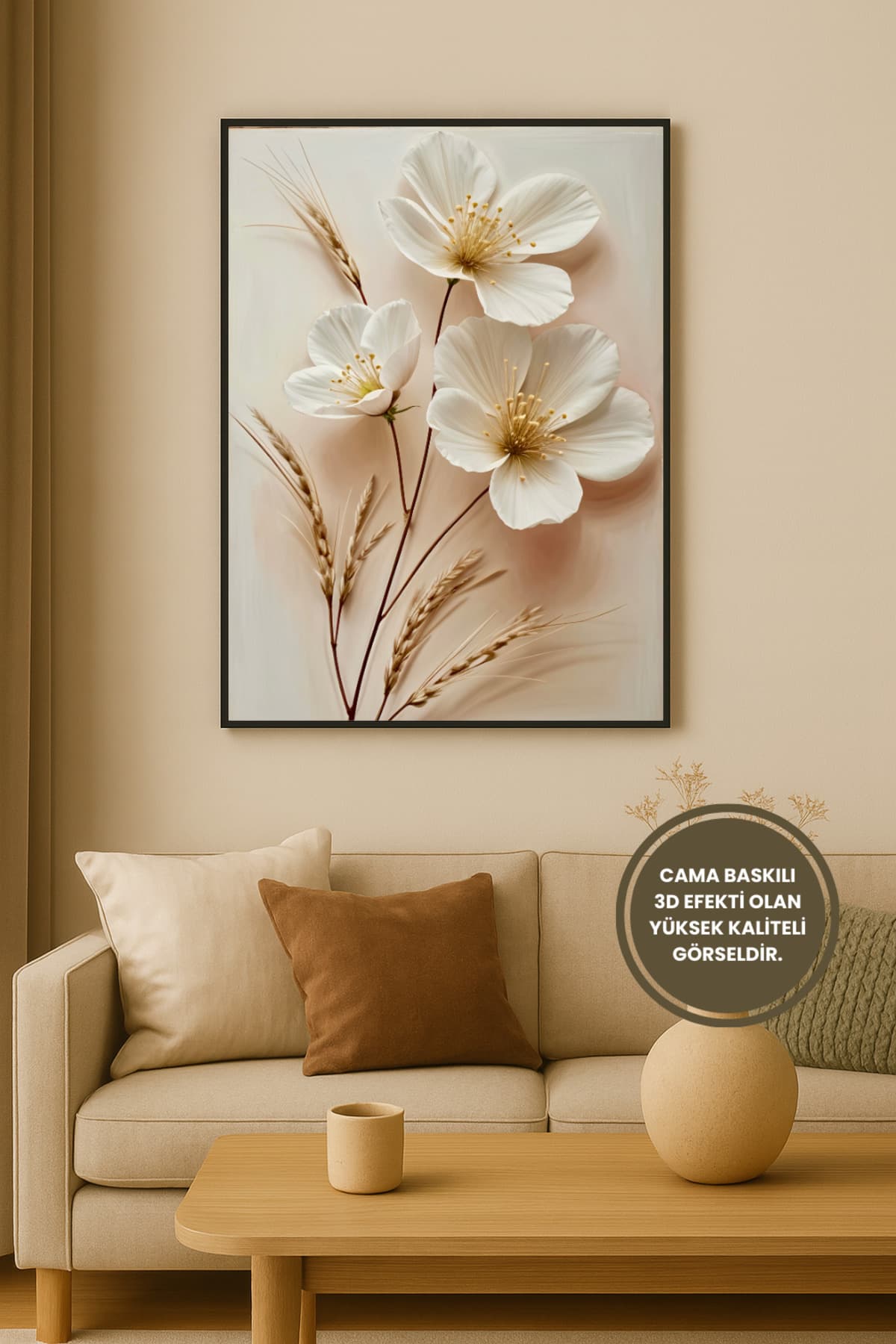 Stillbloom - Gerçek Cama Baskılı Siyah Alüminyum Metal Çerçeveli Tekli Dekoratif Cam Tablo görsel 2