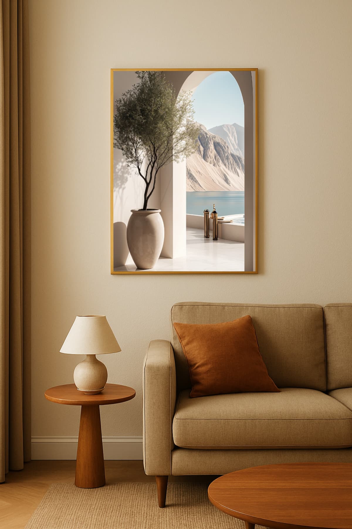Diamante - Gerçek Cama Baskı Gold Alüminyum Metal Çerçeveli Tekli Modern Cam Tablo görsel 2